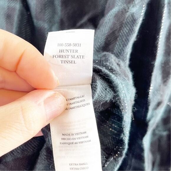 Rails Hunter Button Down Plaid Flannel Long Sleeve Forest Tinsel Slate Green XS - Picture 4 of 9